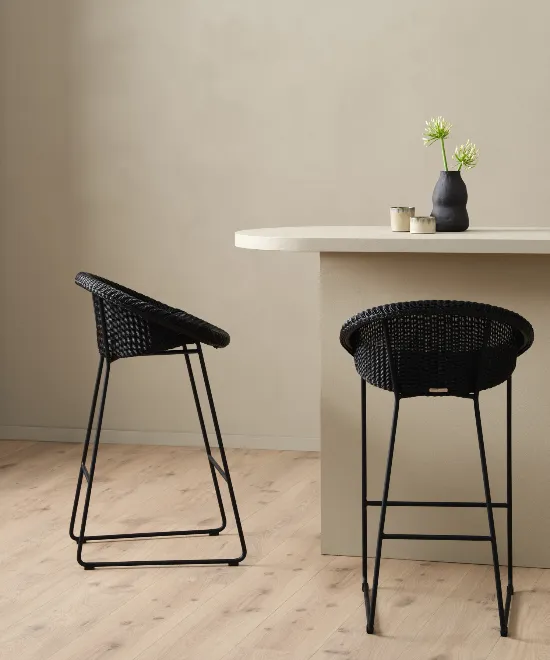 Joe Counter Stool in Black with Black Steel Base by Vincent Sheppard