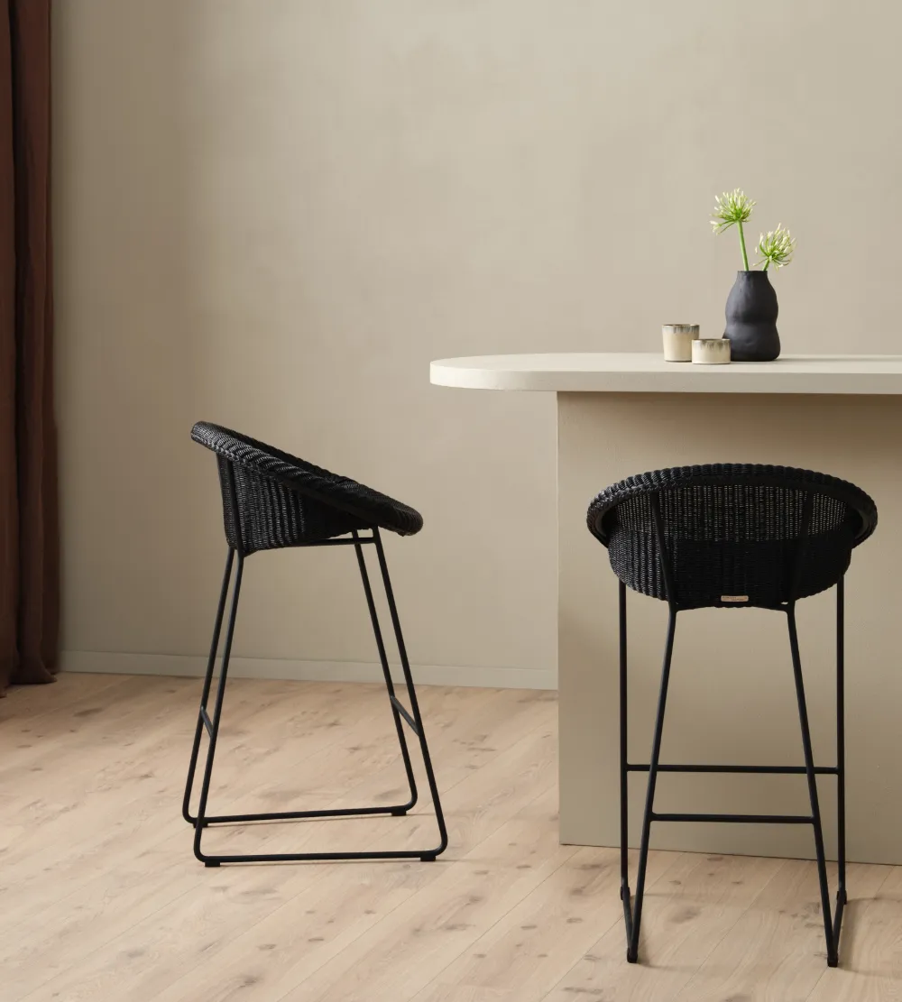 Joe Counter Stool in Black with Black Steel Base by Vincent Sheppard