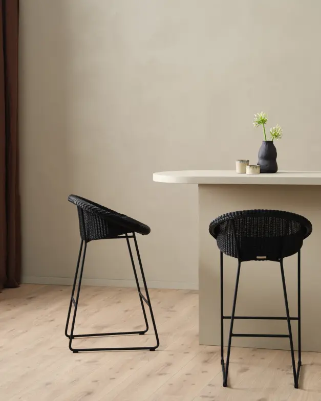Joe Counter Stool in Black with Black Steel Base by Vincent Sheppard