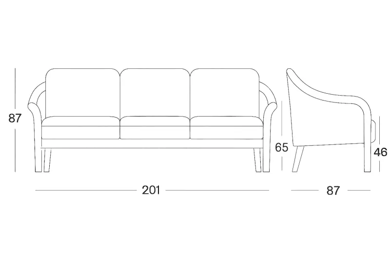 Vincent Sheppard Riviera 3-seater Sofa Dimensions