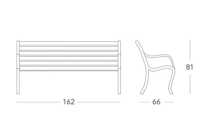FAST Oasi 3-seater Bench Dimensions
