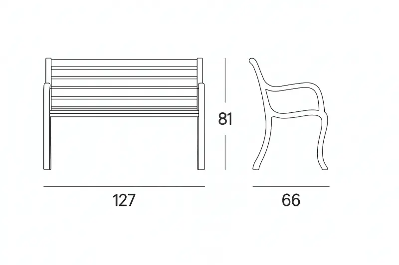 FAST Oasi 2-seater Bench Dimensions