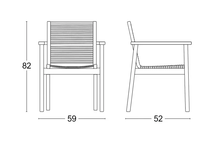 Cotswold Teak Avalon Dining Armchair Dimensions